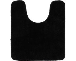 Tendance Toiletmat/wc mat Aquarius - met uitsparing - anti slip - microvezel - zwart - 45 x 50 cm - badkamer matten