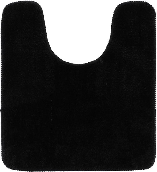 Tendance Tapis de toilette/tapis de toilette Aquarius - avec évidement - antidérapant - microfibre - noir - 45 x 50 cm - tapis de salle de bain