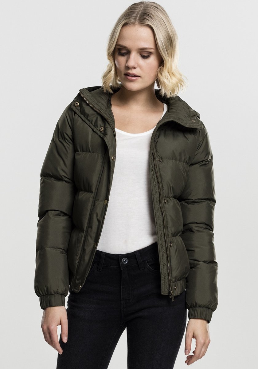 Urban Classics Ladies Hooded Puffer Jacket Tussenseizoensjas XL Groen