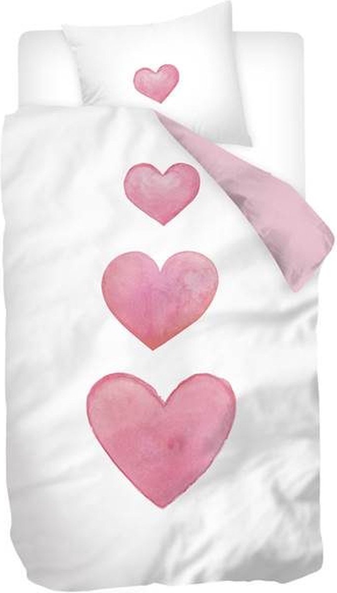 Snoozing Leonore Dekbedovertrek - Flanel - 1 sloop) - Wit/Roze