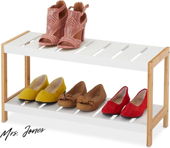 Relaxdays schoenenrek van metaal, Voor 6 paar schoenen, schoenenkast, 2