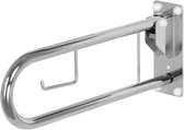 Opklapbare toiletbeugel 50 cm met closetrolhouder RVS gepolijst