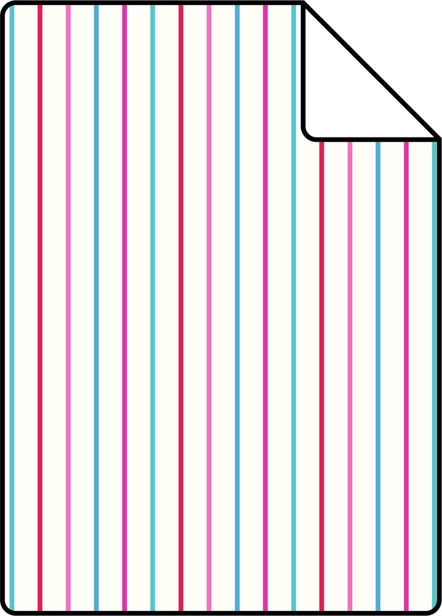 Proefstaal ESTAhome behang strepen roze en turquoise - 26.5 x 21 cm - 137305-S