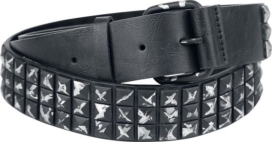 Ceinture noire Rock Rebel by EMP avec clous aspect usé Unisexe - 90 cm