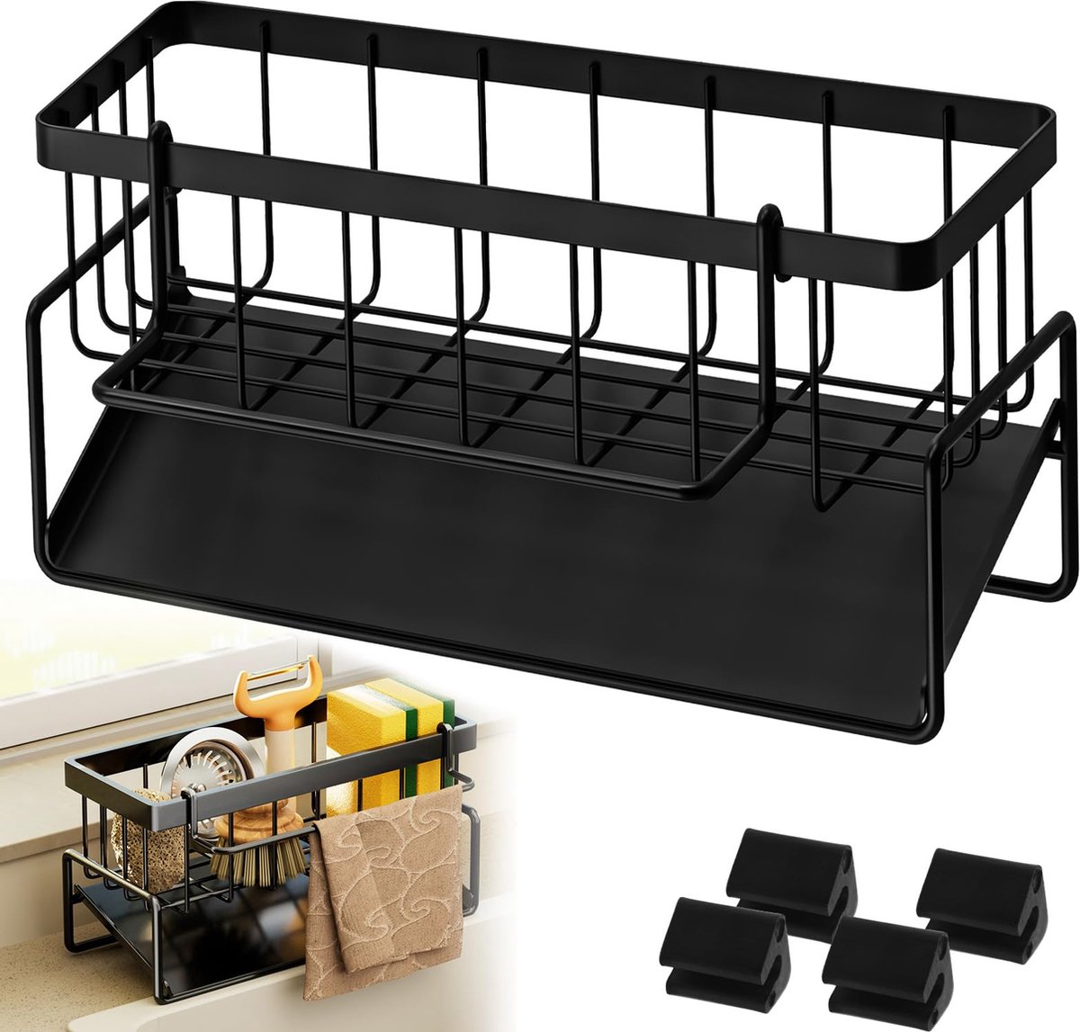 La'Moussawi ® Roestvrijstalen Organisator voor Keuken en Badkamer met Antislip en Afdruipbak