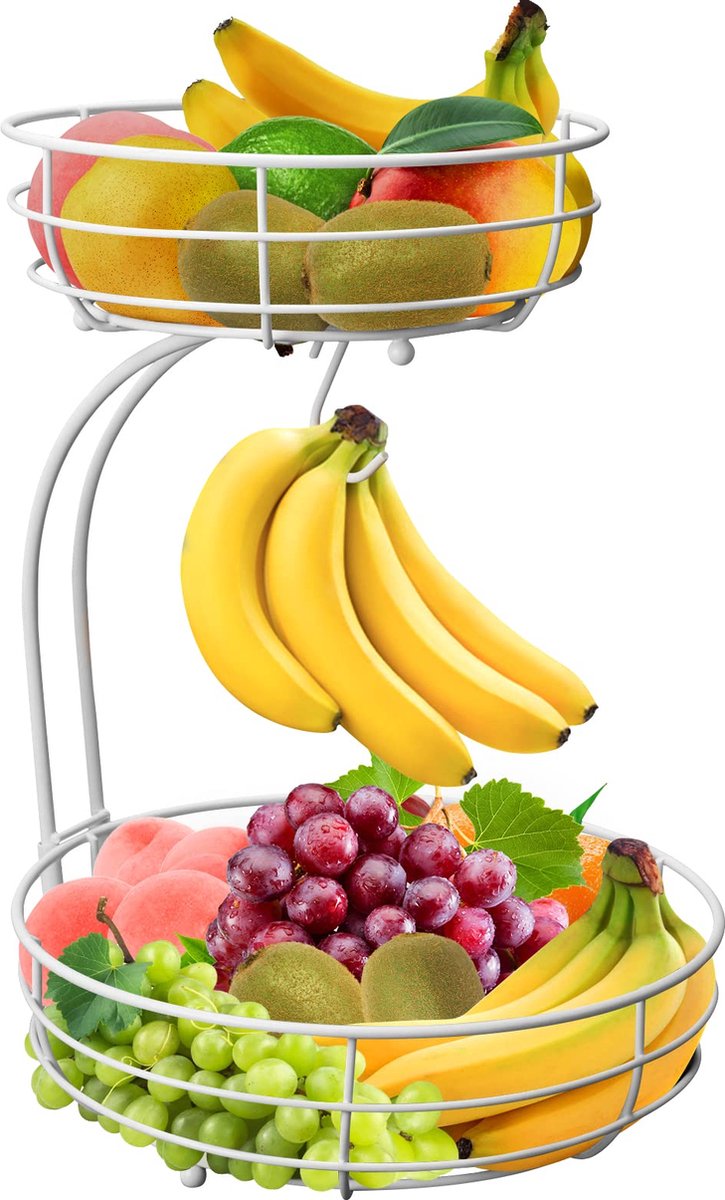 La'Moussawi ® Fraaie Twee-Lagen Mand voor Fruit en Groenten met Veelzijdige Opslagopties