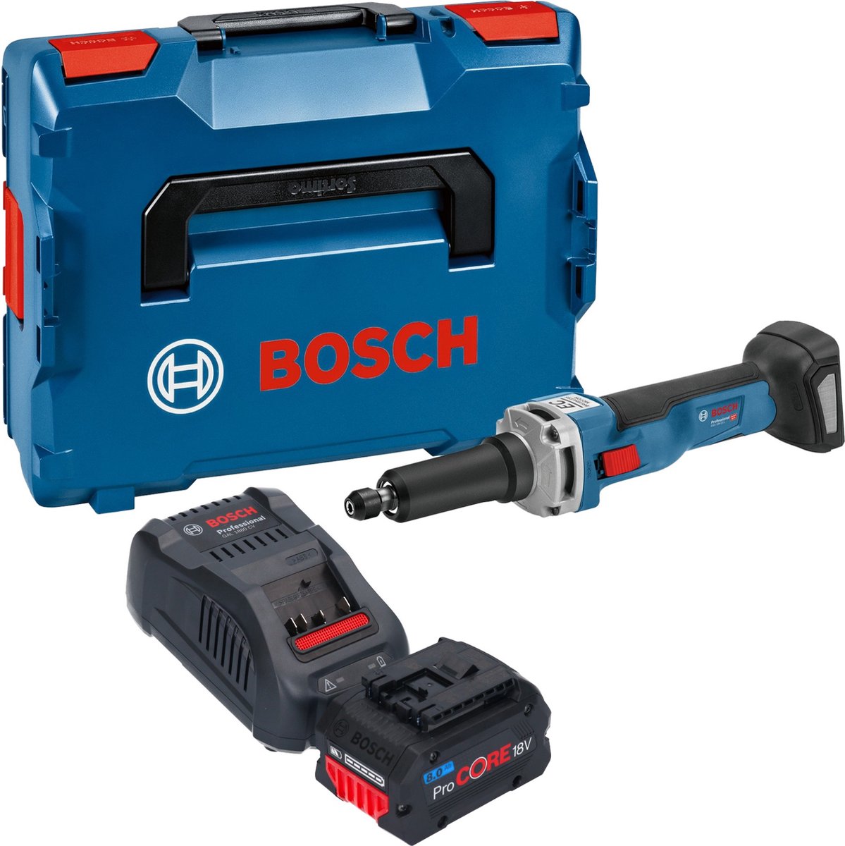 Bosch GGS 18V-23 LC Professionele rechte accuslijpmachine 18 V borstelloos + 1x ProCORE accu 8.0 Ah + lader + L-Boxx