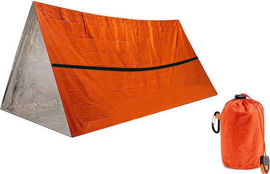 245x157cm Outdoor eenvoudige noodkoudebestendige warme tent-overlevingsnooddeken-PE aluminiumfolie winddicht en warmte-isolerende driehoekige tent-enkele laag een-slaapkamer tent-redding nood aluminiumfolie driehoekige tent - Oranje - 157*245cm