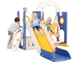 Kinderspeelset voor binnen en buiten - Speeltuinset in de achtertuin - Glijbaan, Klimmuur, Basketbalring, Jungle gym