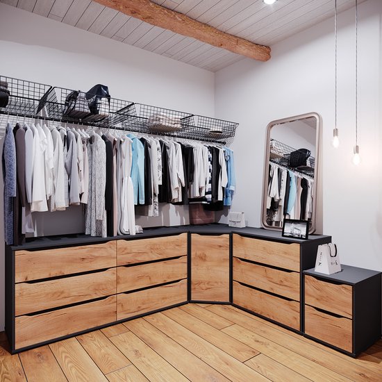 Vicco Commode Ruben, Chêne puissant or/Anthracite, 80 x 77,6 cm avec tiroirs