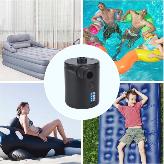 Pompe à air électrique rechargeable par USB pour Lits pneumatiques, Bateaux gonflables et jouets de piscine – Gonfleur et dégonfleur 2 en 1 avec 3 buses