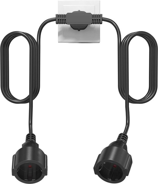 3 op 1 korte Schuko-verlengkabel, korte Schuko dubbele stekker kabel, Y 3 op 1 korte Schuko-verlengkabel, korte Schuko dubbele stekker kabel, Y