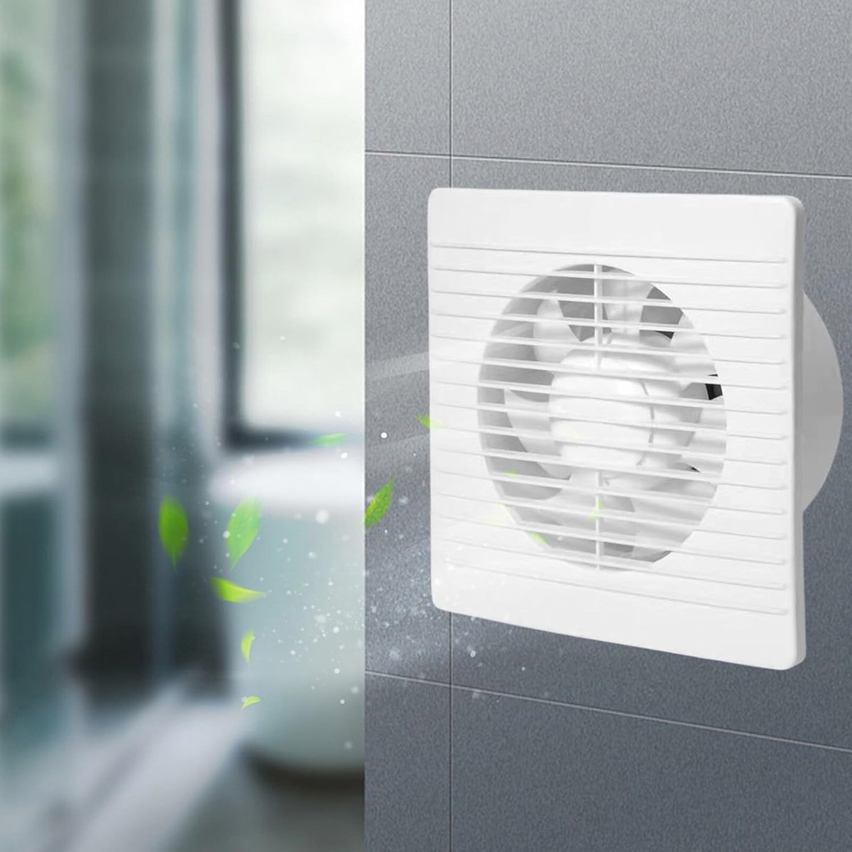 Afvoerventilator 100 mm voor badkamers, keukens en toiletten - Stille wandmontage met terugslagventiel