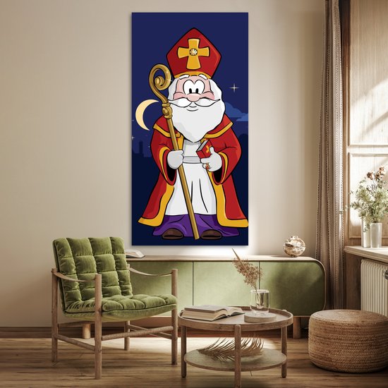 Affiche Sinterklaas Décoration - Sinterklaas - Staff - 80x160 cm - Sinterklaas Décoration - Sinterklaas Decoration - Sinterklaas Décoration Cadre en bois