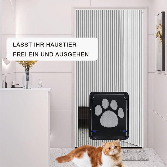 Vliegengaas huisdier klep met magneet - Kattendeur slot - Huisdier vliegenhordeur - Geschikt voor middelgrote en kleine honden en katten van Merkloos — afbeelding 2