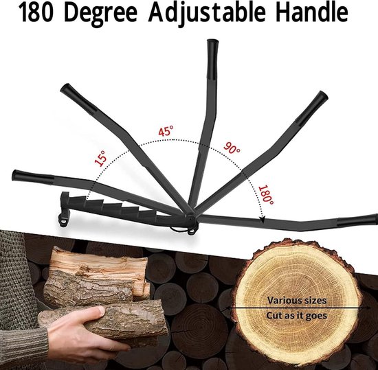 Mrs. Jones Wandgemonteerde Houtklover 225 Inch van Koolstofstaal Handmatig met Boutgaten Krachtig Draagbaar voor Kampvuurkamperen . — afbeelding 5