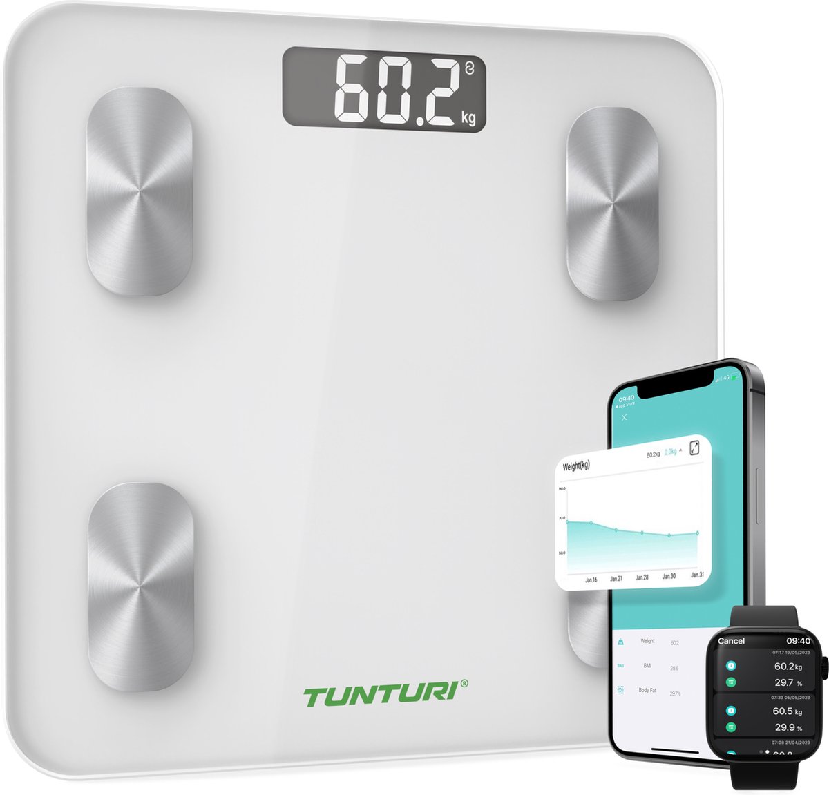Tunturi weegschaal Smart Scale SC30 wit