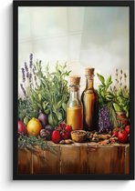 Affiche sous cadre - Cadre photo 40x60 cm - Posters - Nature morte - Herbes - Épices - Fruits - Coloré - Cadre affiche noir - Décoration - Décoration murale salon - Décoration murale chambre
