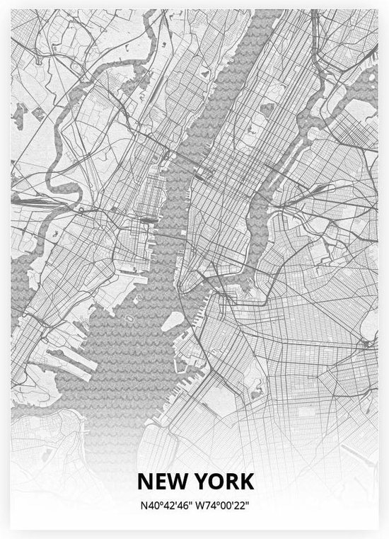 New York plattegrond - A4 poster - Tekening stijl