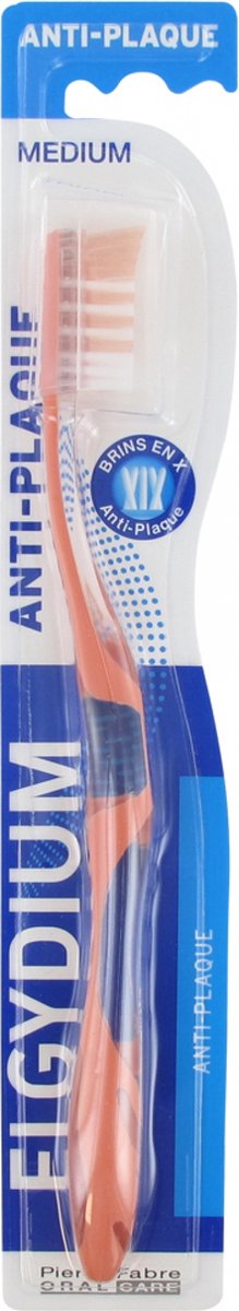Elgydium Anti-Plaque Tandenborstel Medium (Kleur : Oranje)