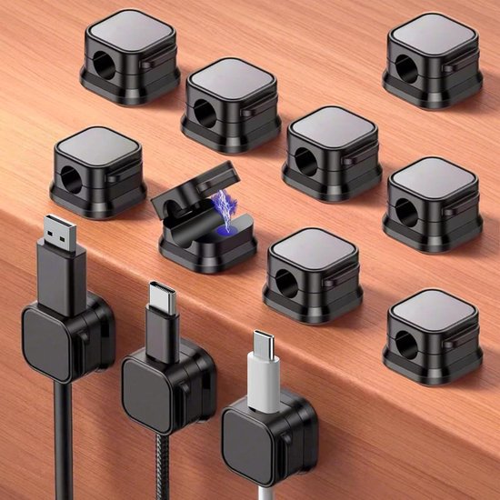 Magnetische Kabelclips – 6 Stück, Selbstklebend, Für Ordnung Am Arbeitsplatz