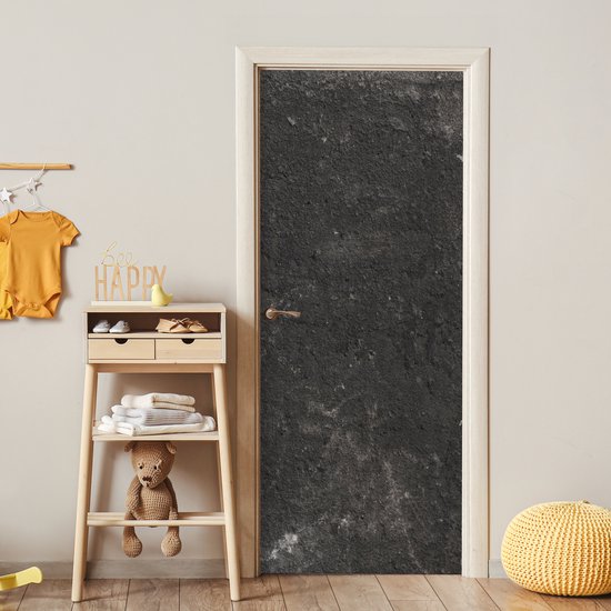 Deurposter 90x205 cm - Deursticker Beton - Muur - Zwart - Vintage - Industrieel - Meubelfolie zelfklevend - Deurfolie woonkamer - Interieurfolie fotobehang - Deur plakfolie - Deurstickers - Deurbehang sticker - Kamer decoratie