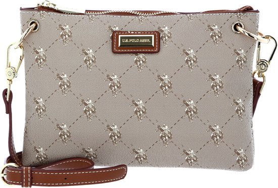 U.S. POLO ASSN. Sac à épaule bandoulière Hampton Flat Crossbody Bag Brown Beige