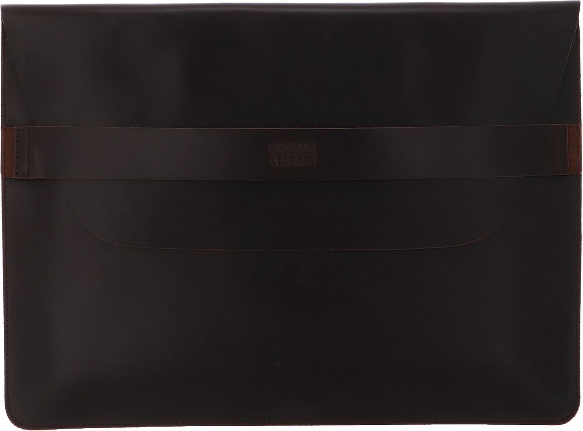 BUCKLE & SEAM Leren Laptop hoes met laptopvak Terra Leather Laptop Sleeve Brown Donkerbruin