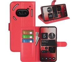 MobyDefend Hoesje - Geschikt voor Nothing Phone (2a) / Nothing Phone (2a) Plus - Kunstleren Wallet Book Case (Sluiting Voorkant) - Rood