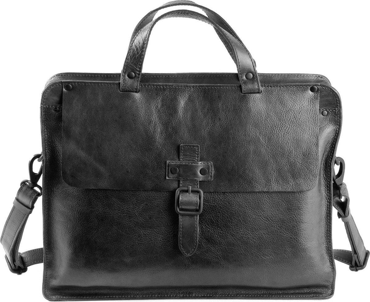 HAROLD'S Leren Business tas Afzonderlijke gevallen Aberdeen Businessbag Black Zwart