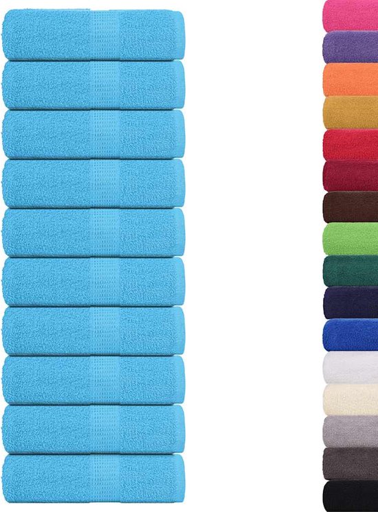 vidaXL - Serviettes invité - 10 - pcs - 30x50 - cm - 360 - g/m² - 100% - coton - turquoise