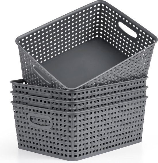 Dubbele opbergmanden, wikkelmand, kleine mand, gevlochten, mandje, opbergmand, zacht katoen, vierkant, badkamer, make-up, speelgoed, rekmand, mini-mandje, witte mand (wit