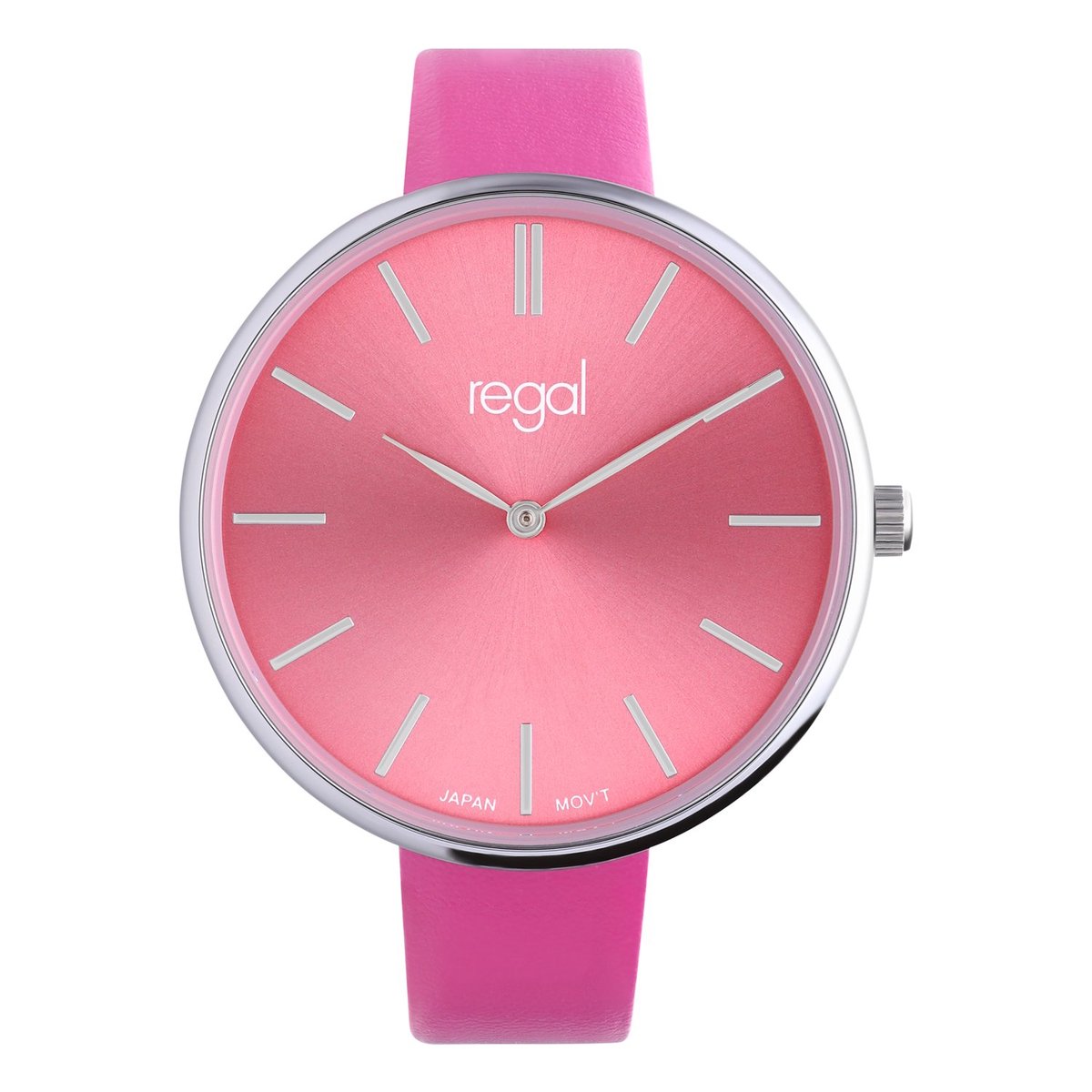 Lucardi Dames Regal dames horloge met fuchsia band - Horloge - PU leer - Roze - 37.80 mm