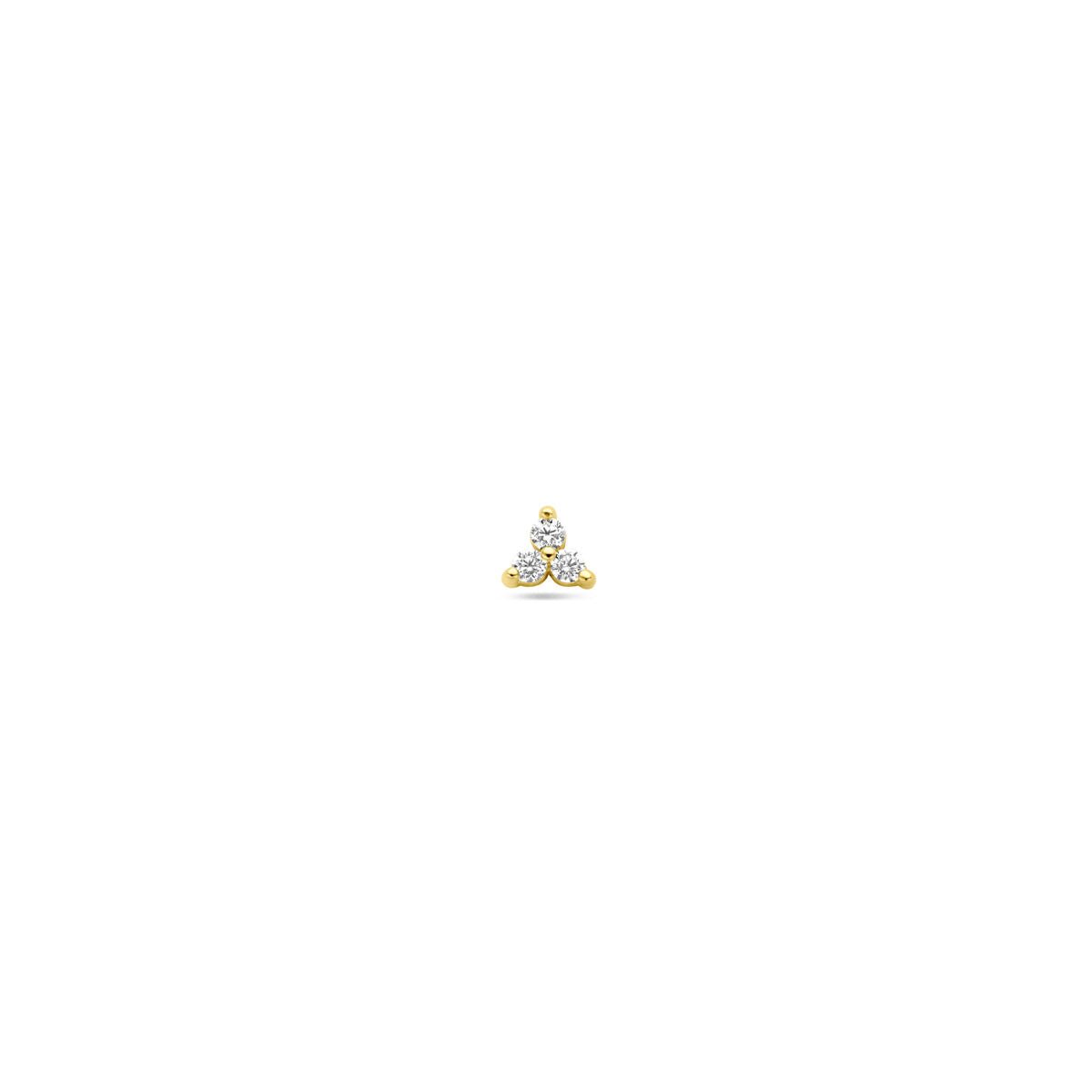 14K geelgoud flat back piercing zirkonia 3,5 mm - 4033251