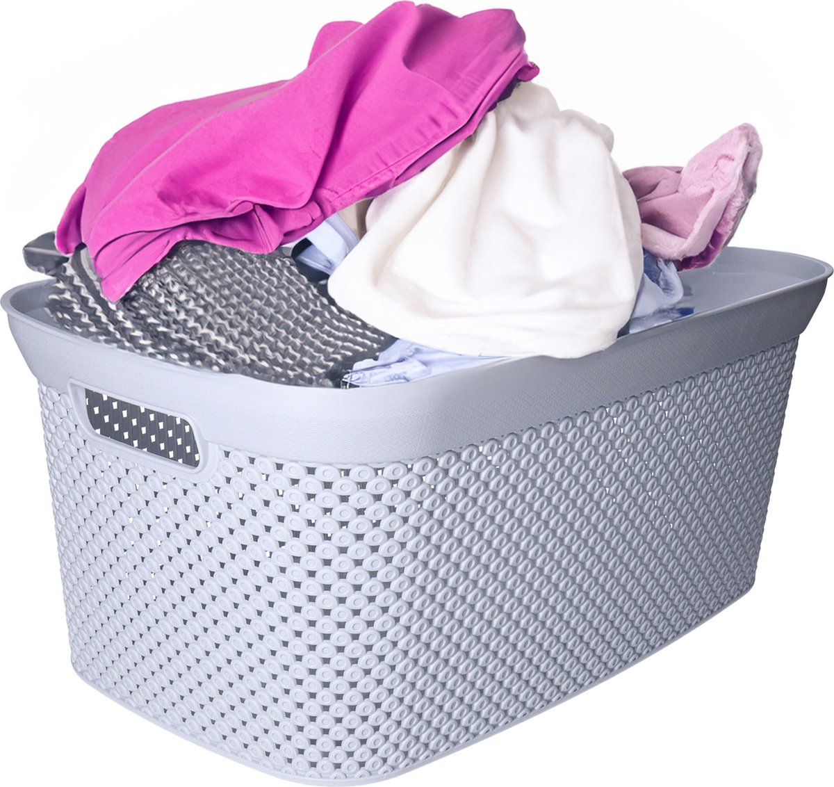 Goedkoopste Wasmand licht grijs - 35 liter - 34 x 54 x 23 cm - kunststof