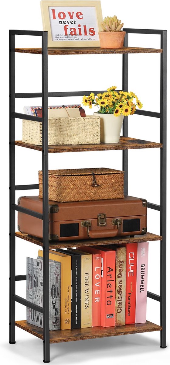 Goodivery ® Elegante Vrijstaande Boekenkast met Vier Planken voor Stijlvolle Opbergruimte