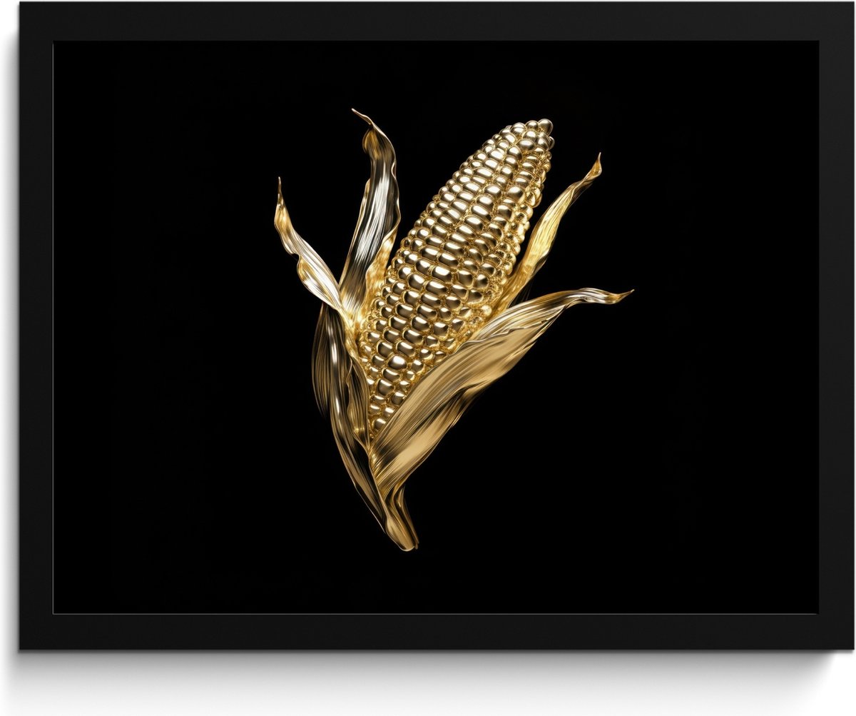 FrameYourWall Fotolijst inclusief poster - Posterlijst 40x30 cm - Posters - Mais - Eten - Goud - Zwart - Foto in lijst - Keuken decoratie muur - Wanddecoratie accessoires - Muurdecoratie - Schilderijen