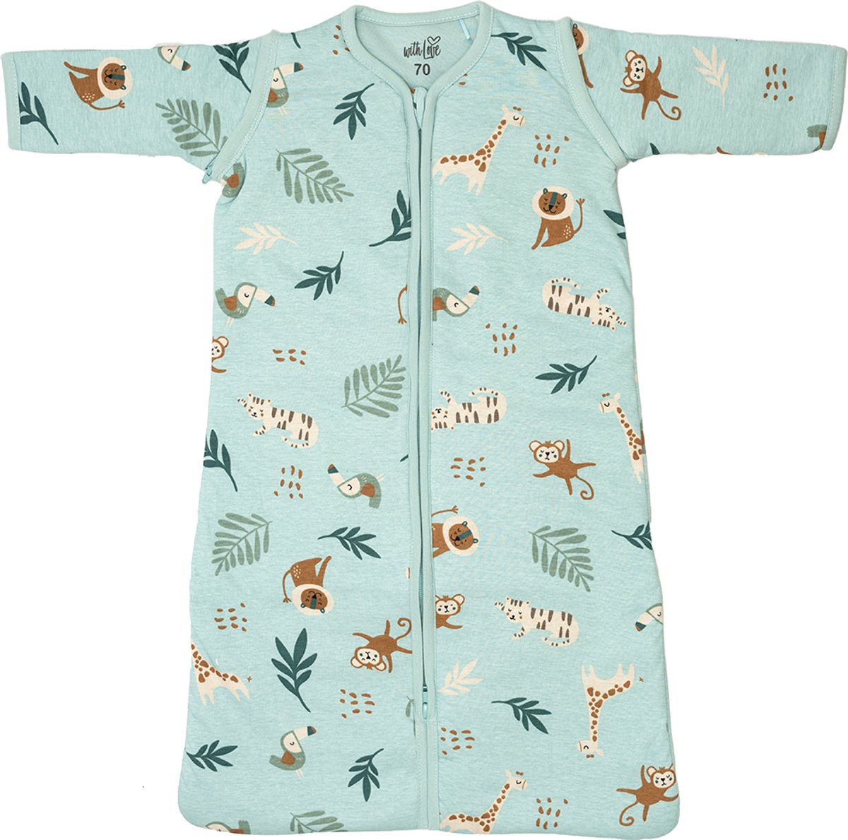 With Love Animals Jersey - Met Afritsbare Mouw - Blauw - 90 cm