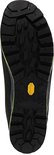 Zwarte buitenzool met groen detail, met Vibram logo.