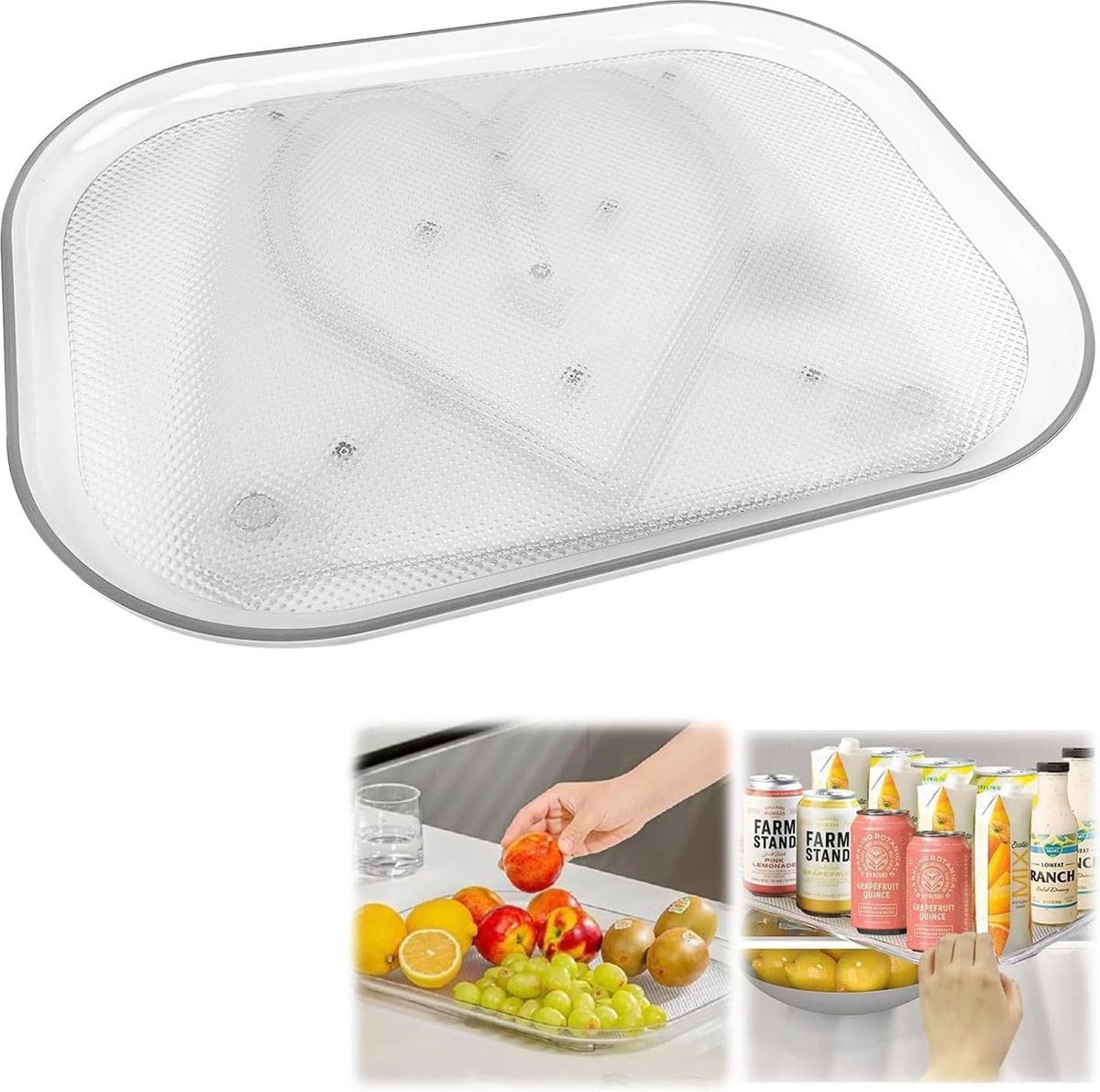 La'Moussawi ® Ruime Transparante Draaiplateau Organizer voor Efficiënte Koelkastindeling