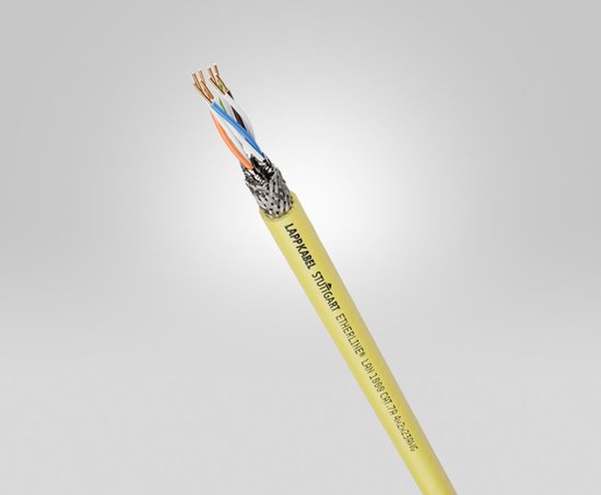 10 meter Lapp 2170971 ETHERLINE LAN 1000 Cat.7A 4x2x23 AWG LSZH 1000 MHz I LABS-vrij I EMC-afscherming I LAN-kabel halogeenvrij I legkabel I netwerkkabel I datakabel geel I netwerkbekabeling