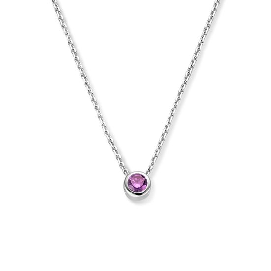 Collier avec Pierre de Naissance Zircone 41 + 4 Cm Argent Rhodié