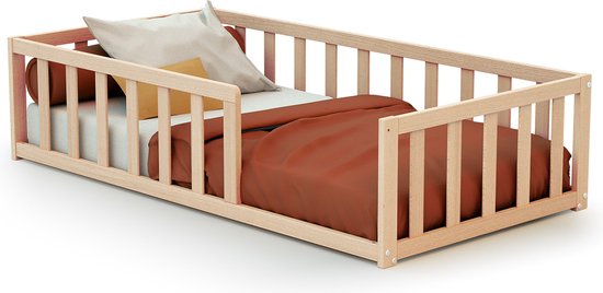 WEBABY - Vloerbed kinderbed in hout Natuurlijke beuk 70 x 140 cm KAÏA