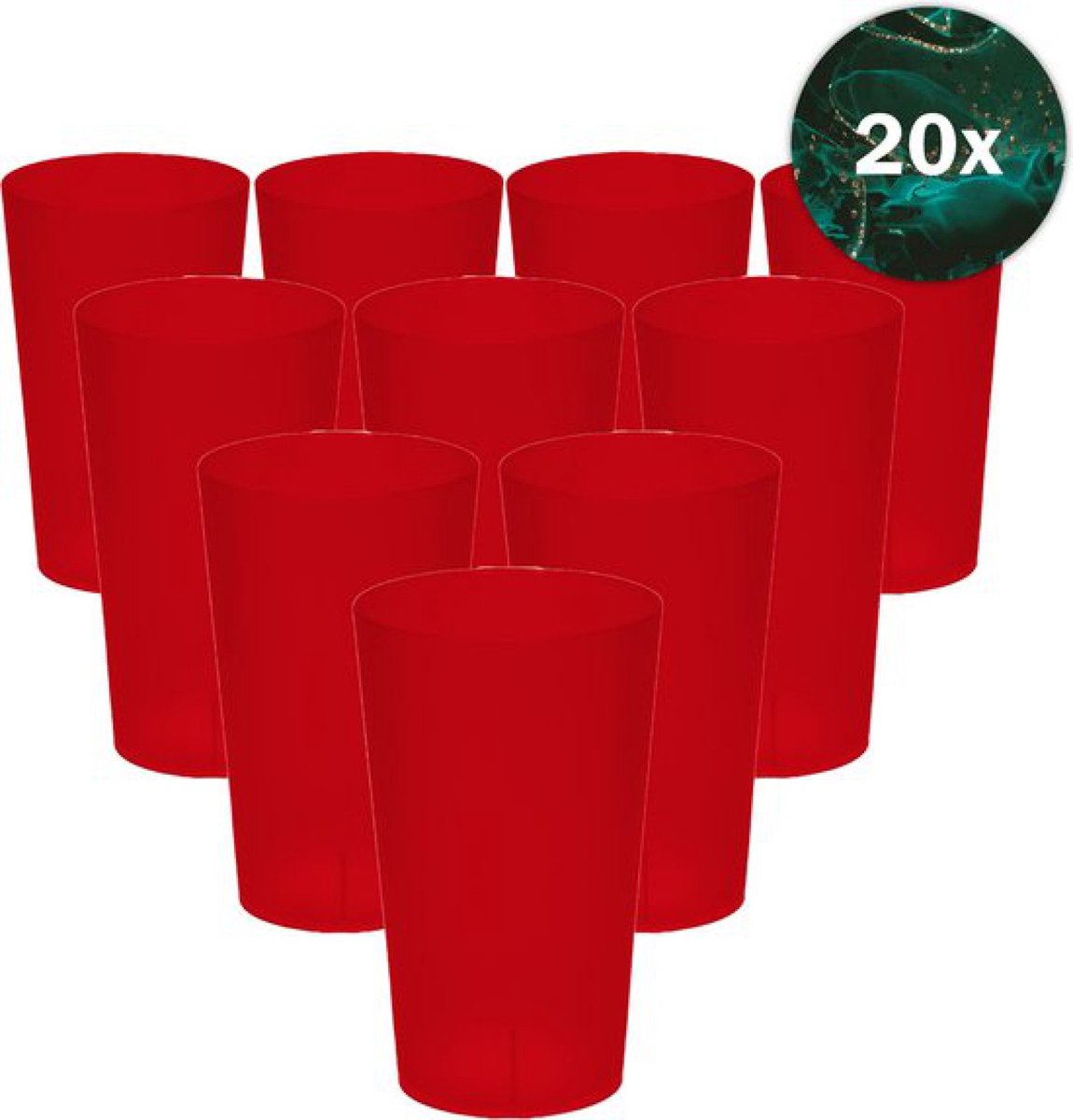 Hardcups - Kunststof Bekers - 25cl - Rood - 20 Stuks