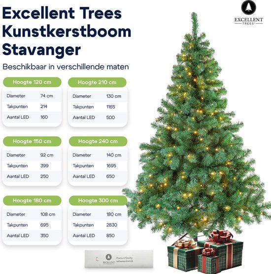Kerstboom Excellent Trees® LED Stavanger 150 cm met verlichting - ⌀91cm - 150cm