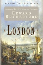 Boek 'London' van Edward Rutherford. De cover toont een schilderachtig tafereel van Londen met boten op de Theems.