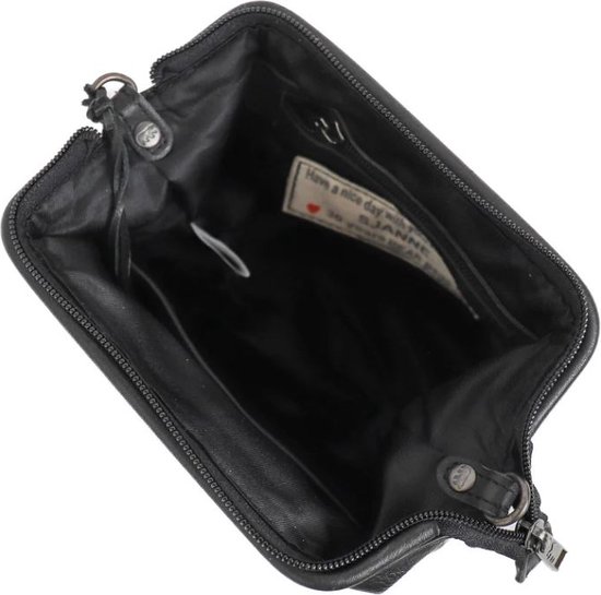 Bear Design Sjanne Sac à bandoulière en cuir avec attelle - Zwart