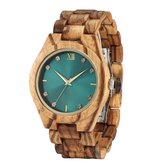 Montre femme de Luxe - Montre-bracelet - Cadeau - Daimonds - Coffret cadeau - Femmes - Bois avec cadran vert - Montre classique - Boîte de Luxe