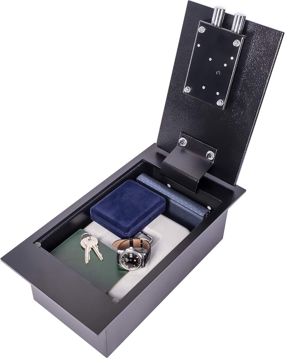 Brihard kluis voor vloermontage met sleutelslot - inbouwkluis plat 4L veilige opberger - buitenmaat 13x39x21 cm (hxbxd) I heavy duty kluis - binnenmaat 12x33x17cm (hxbxd