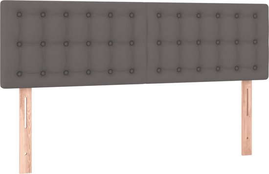 vidaXL Lit à sommier tapissier - Simili cuir - Grijs - 193 x 147 cm - Tête de lit réglable - Matelas à ressorts ensachés - Soutien mi-ferme - Surmatelas doux pour la peau - Lit